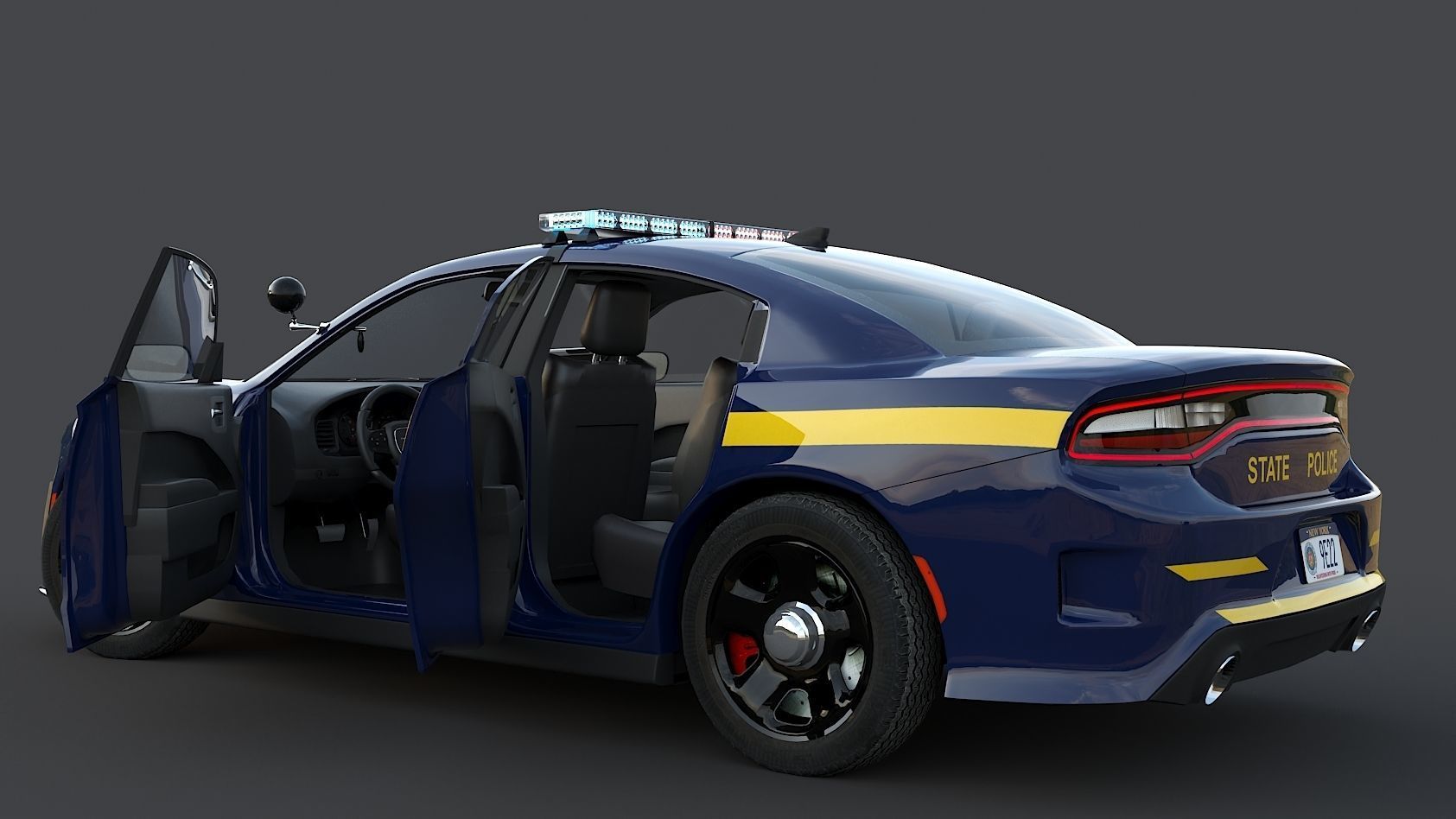 Four police cars of the Dodge Charger SRT and Hellcat brand 3D Model Collection_78