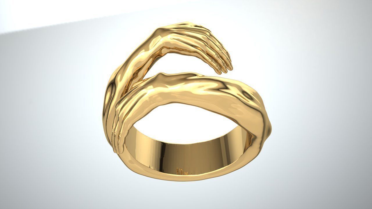 Hug hands ring 3D model_8