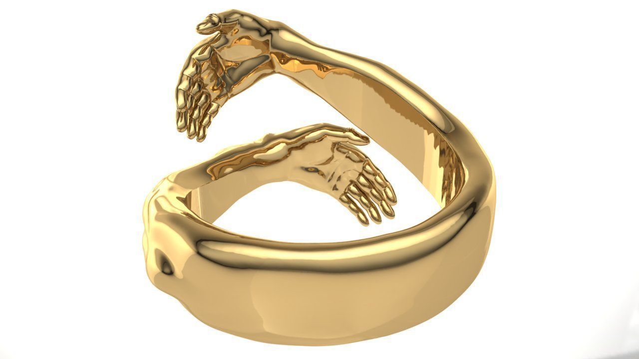 Hug hands ring 3D model_7