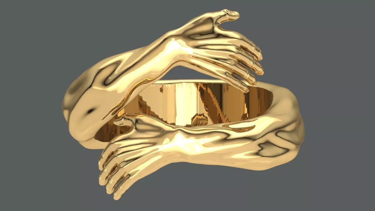 Hug hands ring 3D print model
