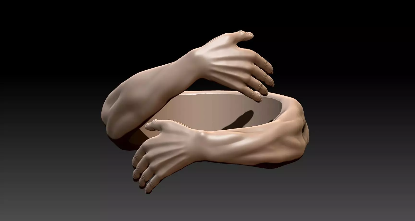 Hug hands ring 3D model_0