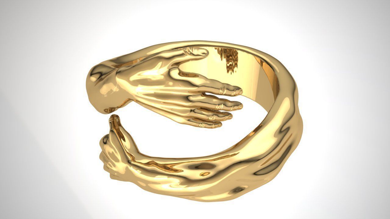 Hug hands ring 3D model_6