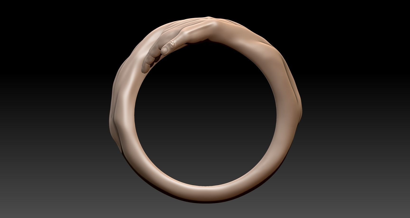 Hug hands ring 3D model_3