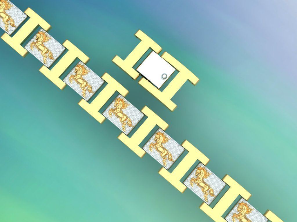 Horse bracelet - Chain bracelets - Mens bracelets - N500 3D print model_10