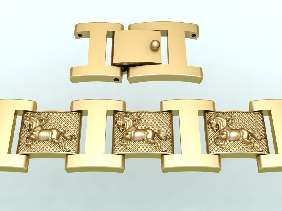 Horse bracelet - Chain bracelets - Mens bracelets - N500 3D print model_1