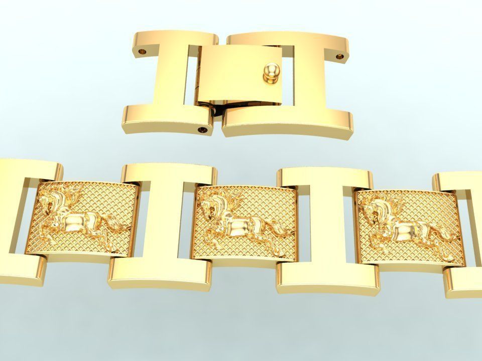 Horse bracelet - Chain bracelets - Mens bracelets - N500 3D print model_13