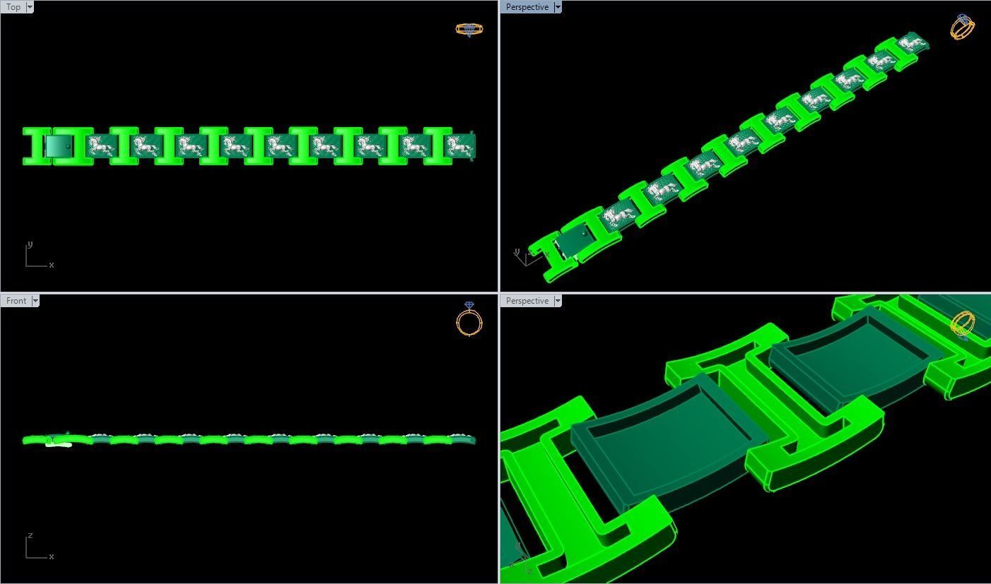 Horse bracelet - Chain bracelets - Mens bracelets - N500 3D print model_5