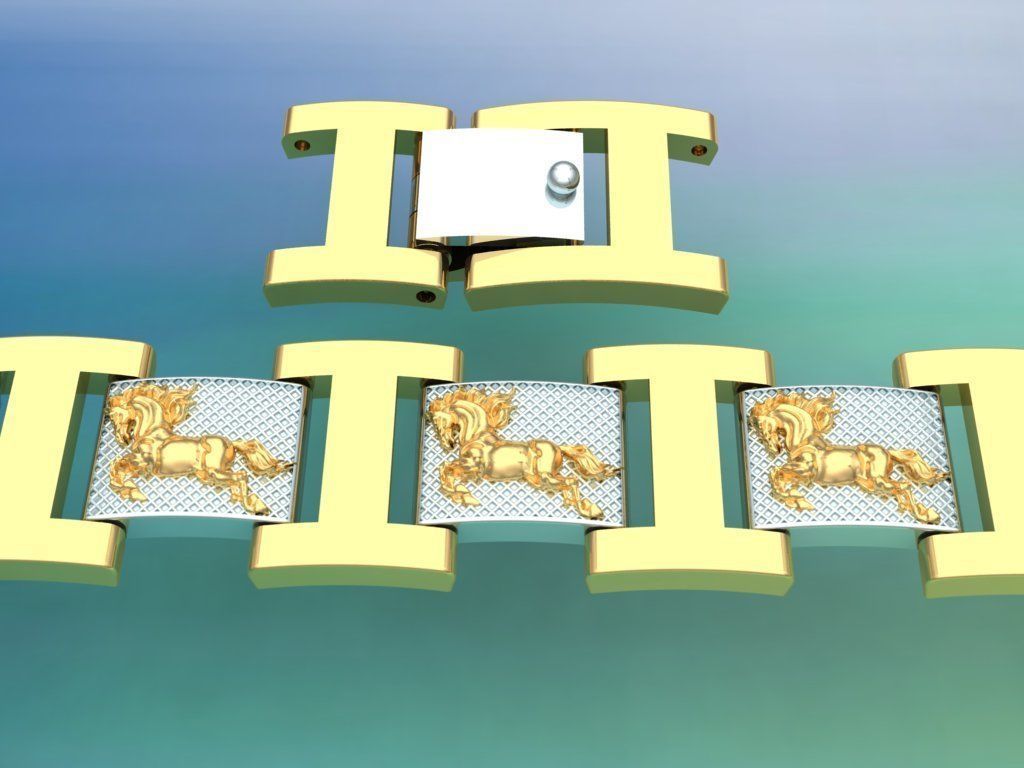 Horse bracelet - Chain bracelets - Mens bracelets - N500 3D print model_4