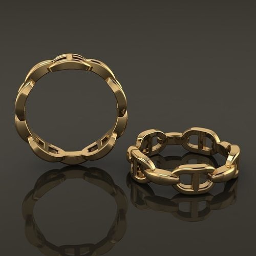 Hermes Style Link Ring Band Mix Size 3D print model