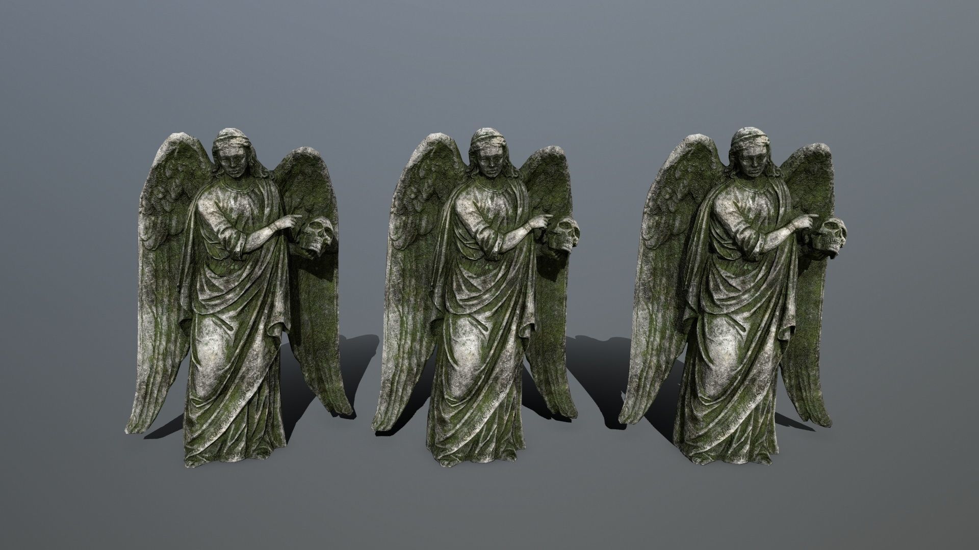 Angel Statue 3 Low-poly 3D model_8