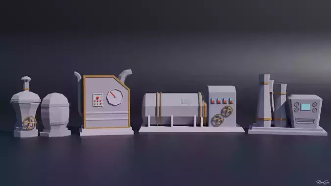 Power Generators Low-poly 3D model