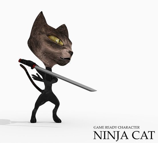 Ninja Cat Low-poly 3D model