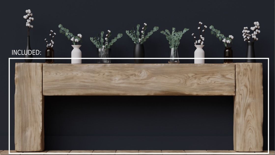 Rustic Wood Beam Console Table Free 3D model_1