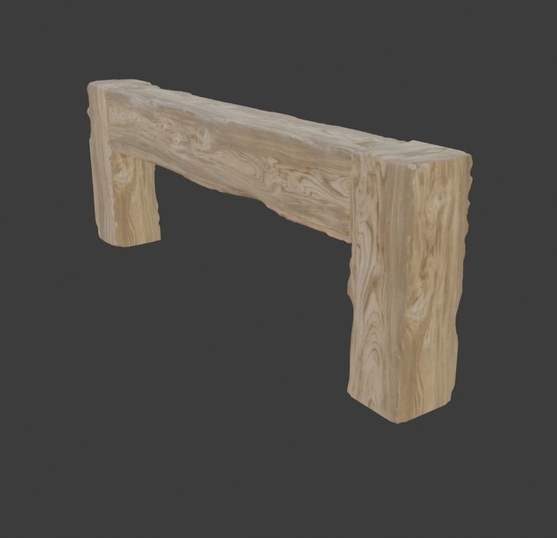 Rustic Wood Beam Console Table Free 3D model_5