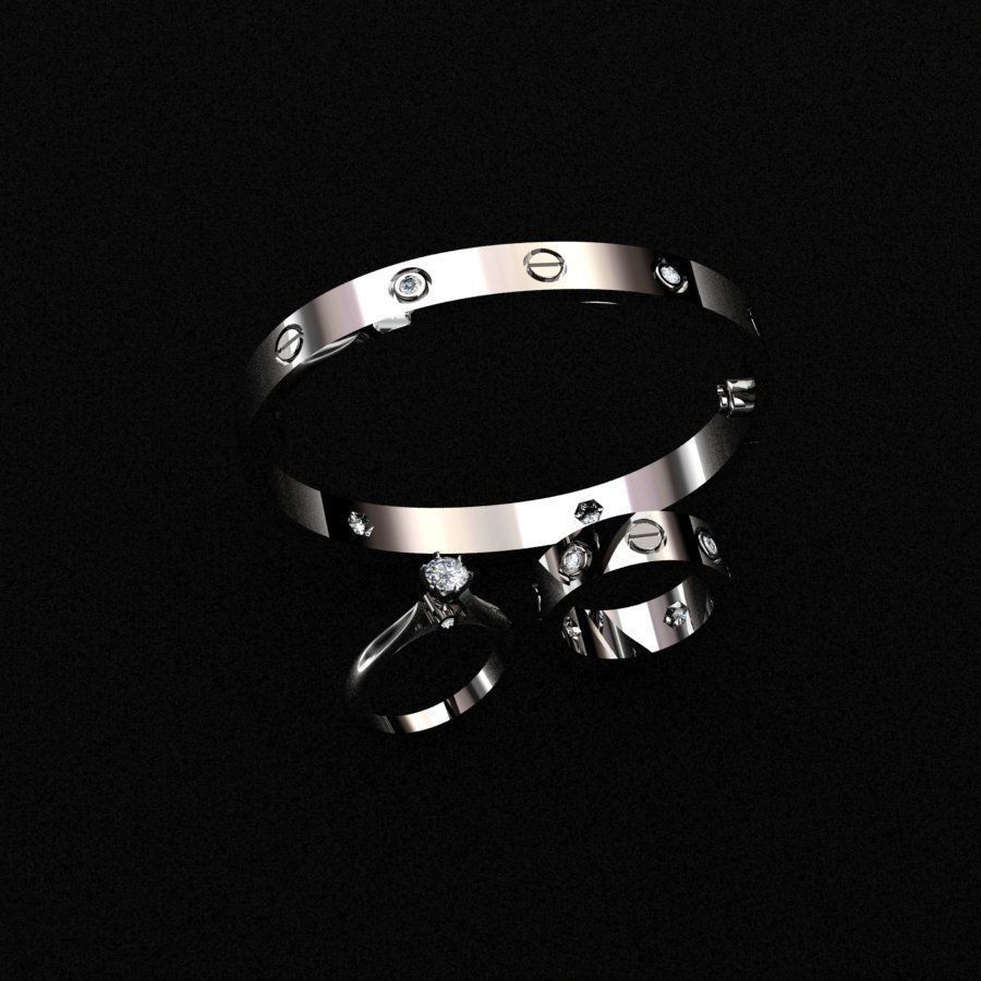  rings and bracelet 3D print model_1