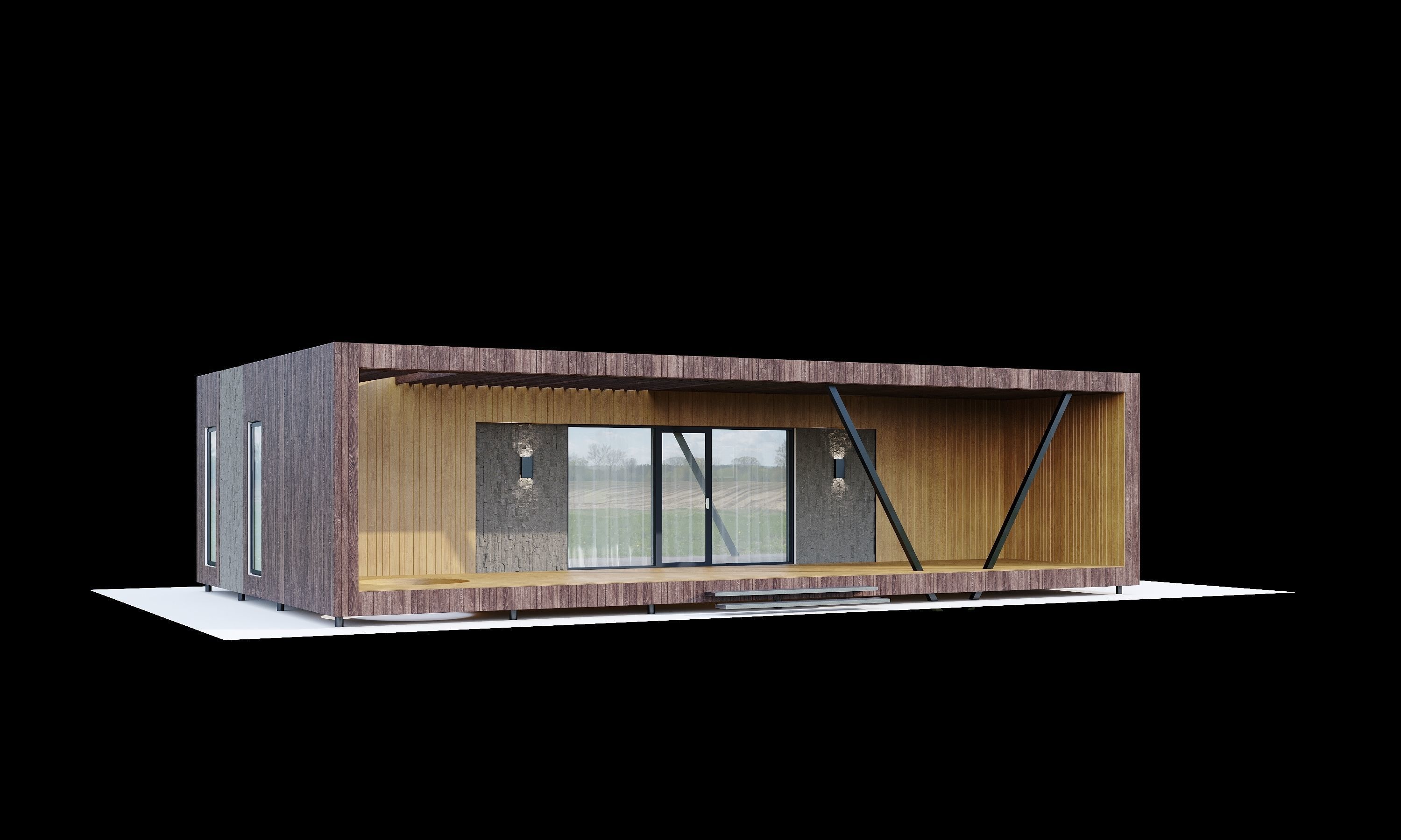 House in the Forest Modern House 3D model_1