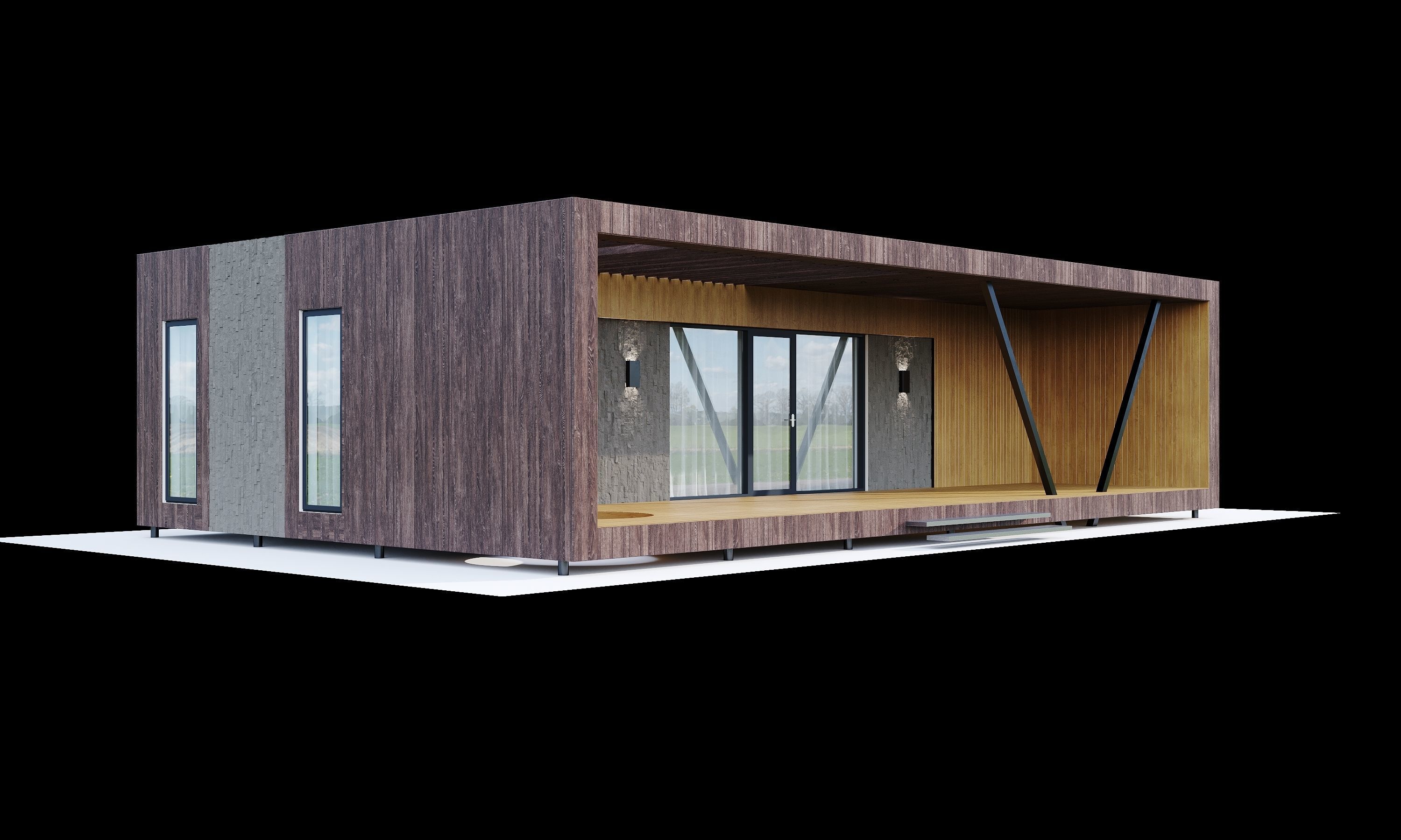 House in the Forest Modern House 3D model_4