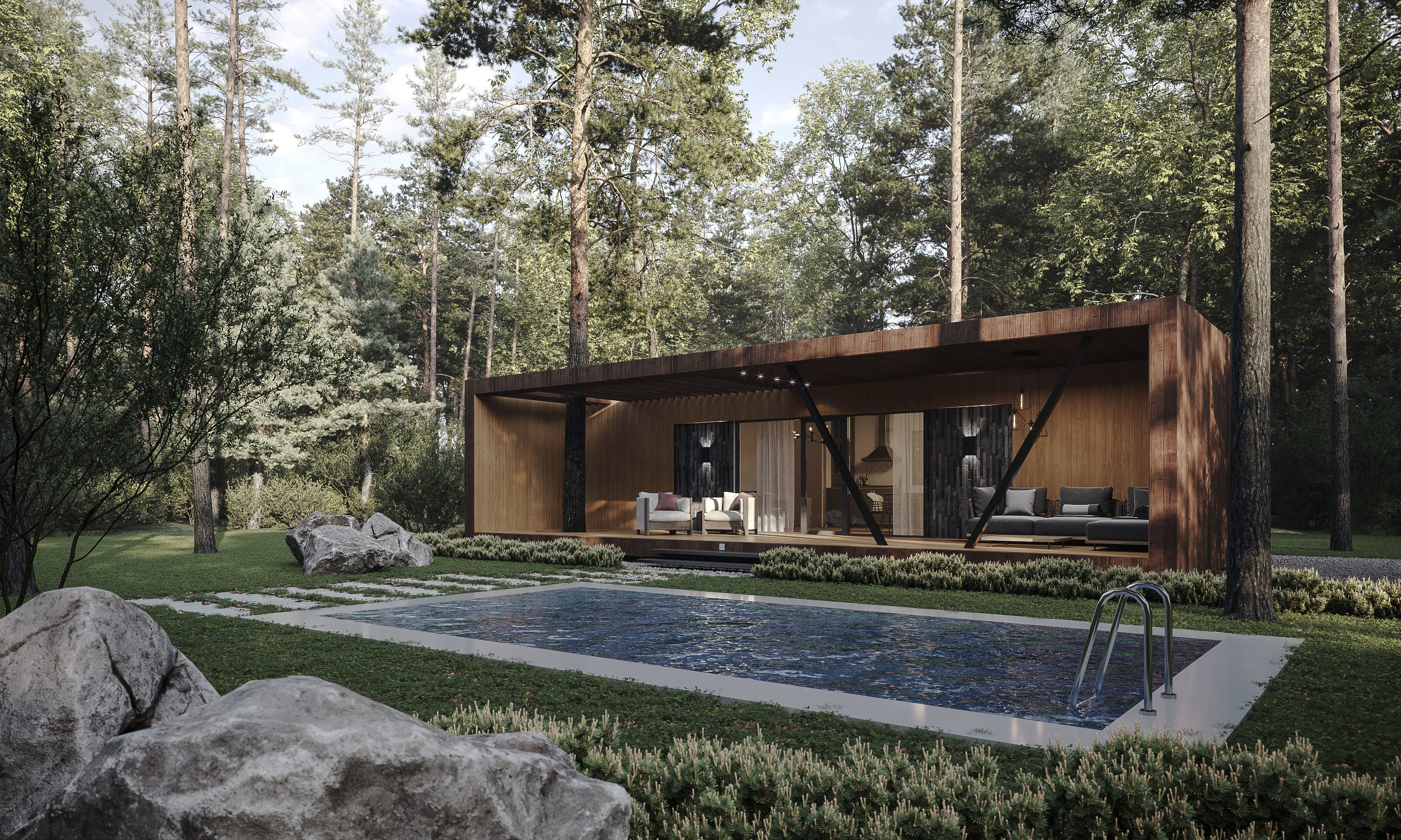 House in the Forest Modern House 3D model_8