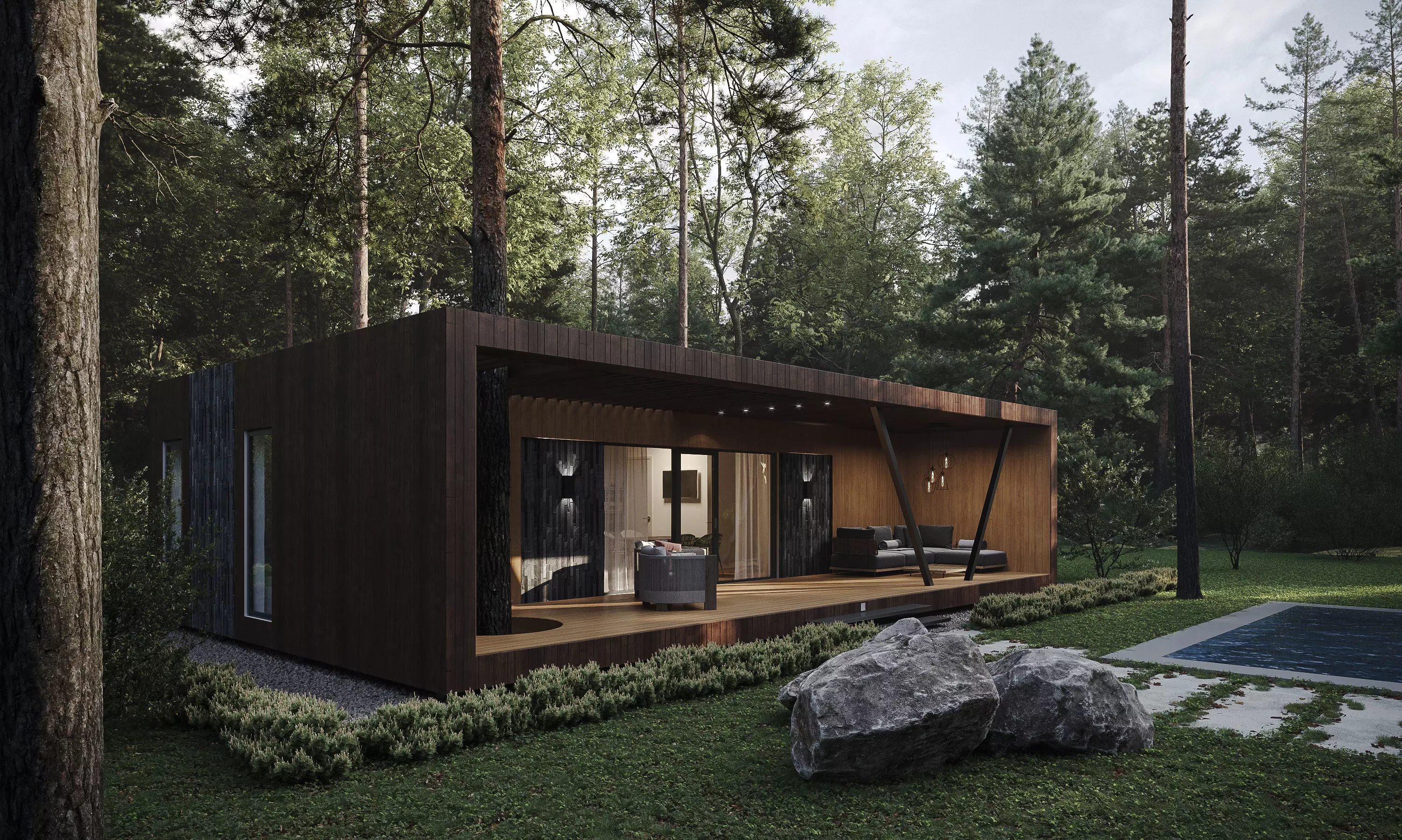 House in the Forest Modern House 3D model_0