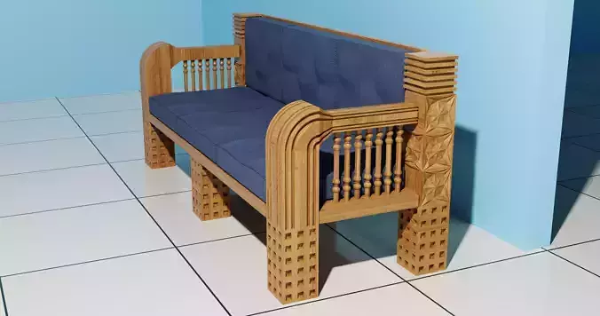 Royal Crafted Wooden BLUE 3D model