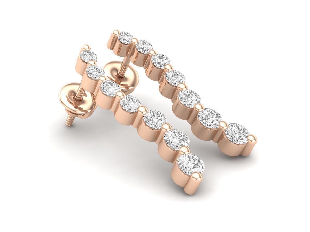 Diamond earrings for woman 3D print model_3