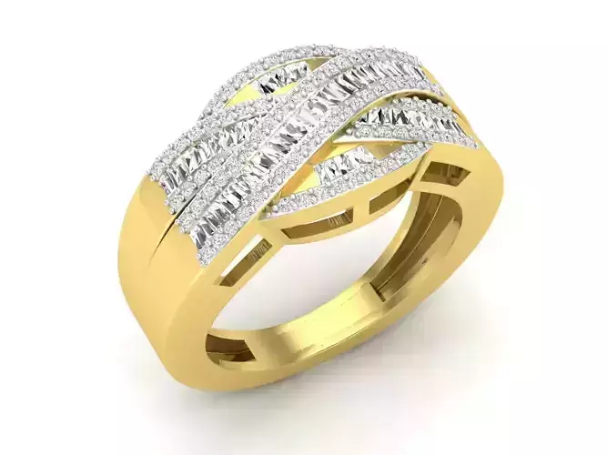Baguette and round Diamond jewelry ring and band for woman