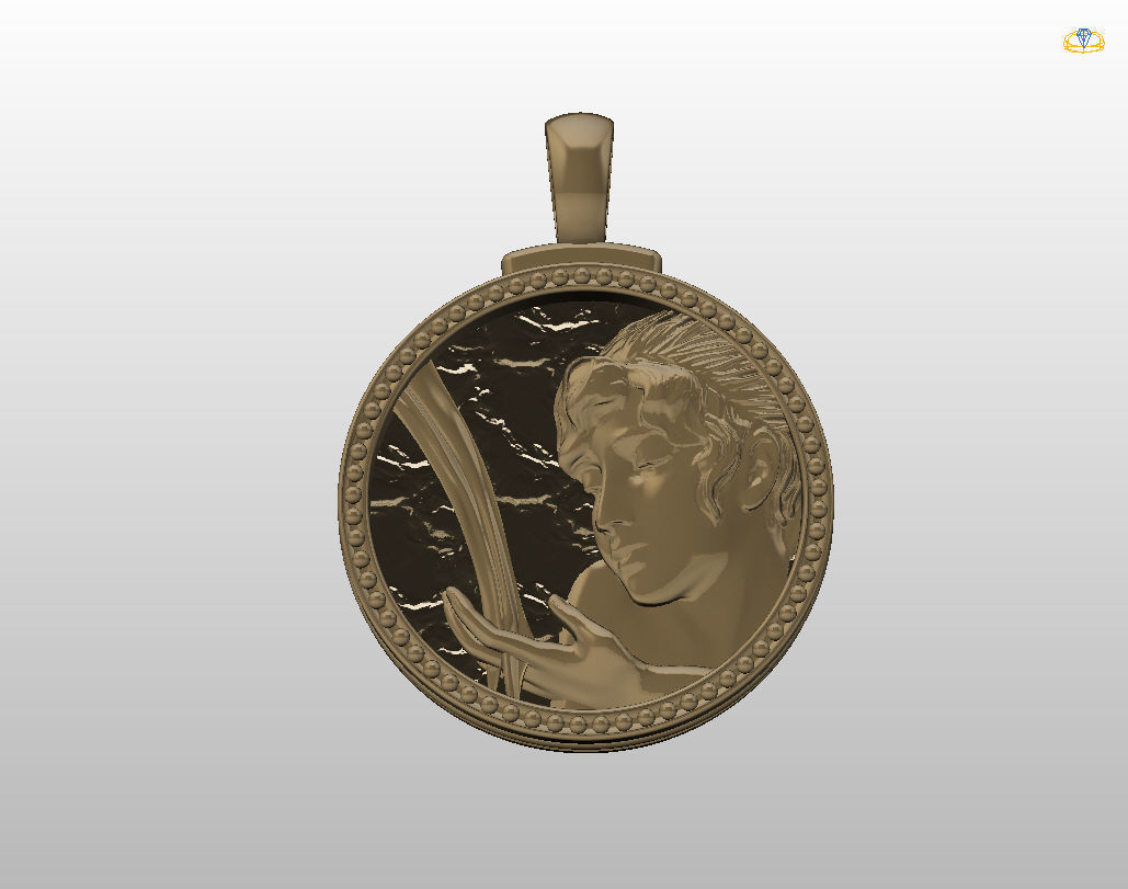 Zodiac Sign Pendant Aquarius 3D print model_21