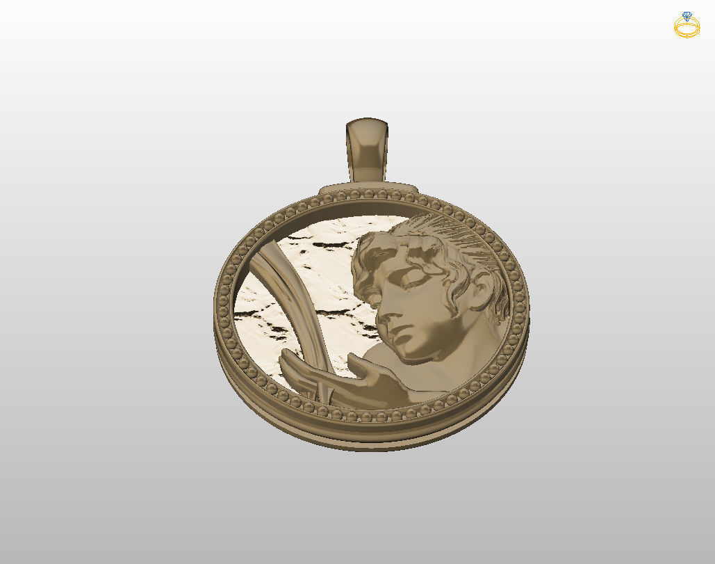 Zodiac Sign Pendant Aquarius 3D print model_19