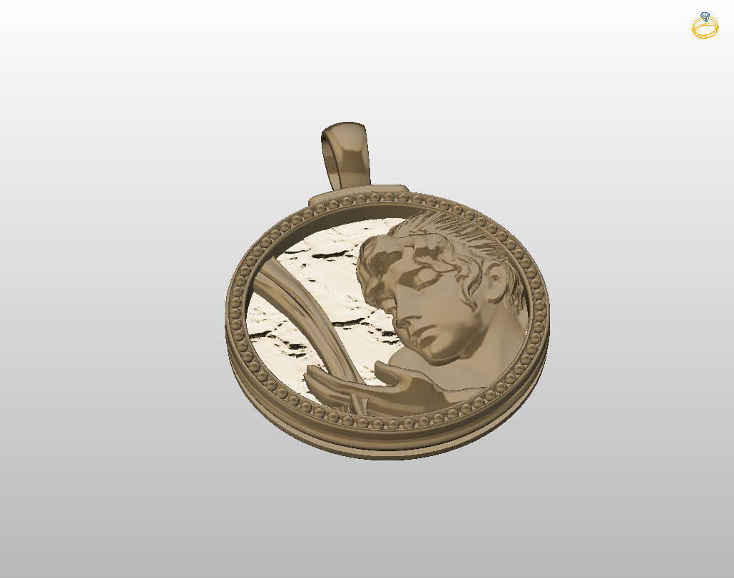 Zodiac Sign Pendant Aquarius 3D print model_18