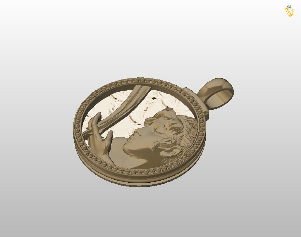 Zodiac Sign Pendant Aquarius 3D print model_16
