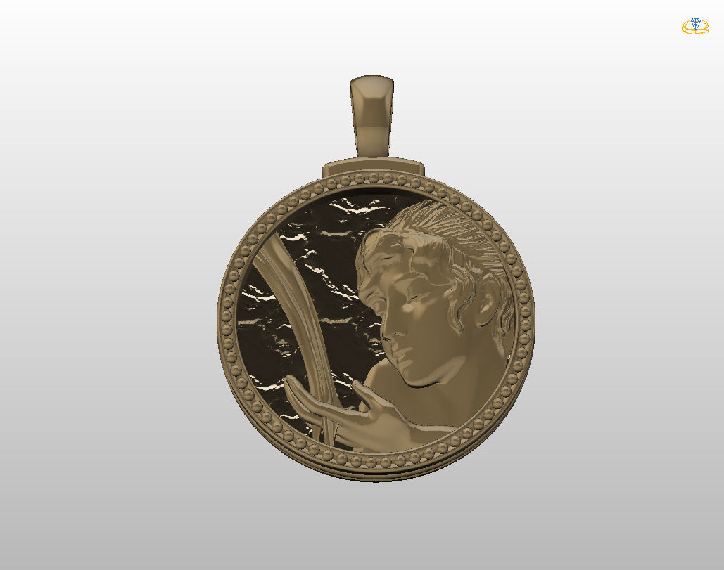 Zodiac Sign Pendant Aquarius 3D print model_8