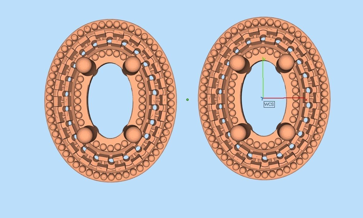 Ovel and round Diamond earrings for woman 3D print model_6