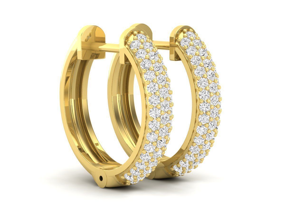 Diamond Huggies Hoop earrings for woman 3D print model_1