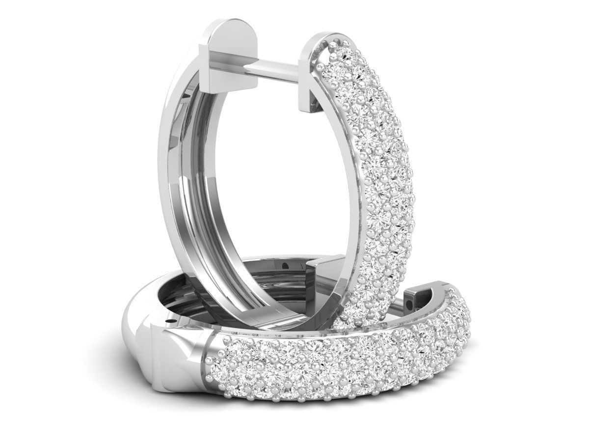 Diamond Huggies Hoop earrings for woman 3D print model_4