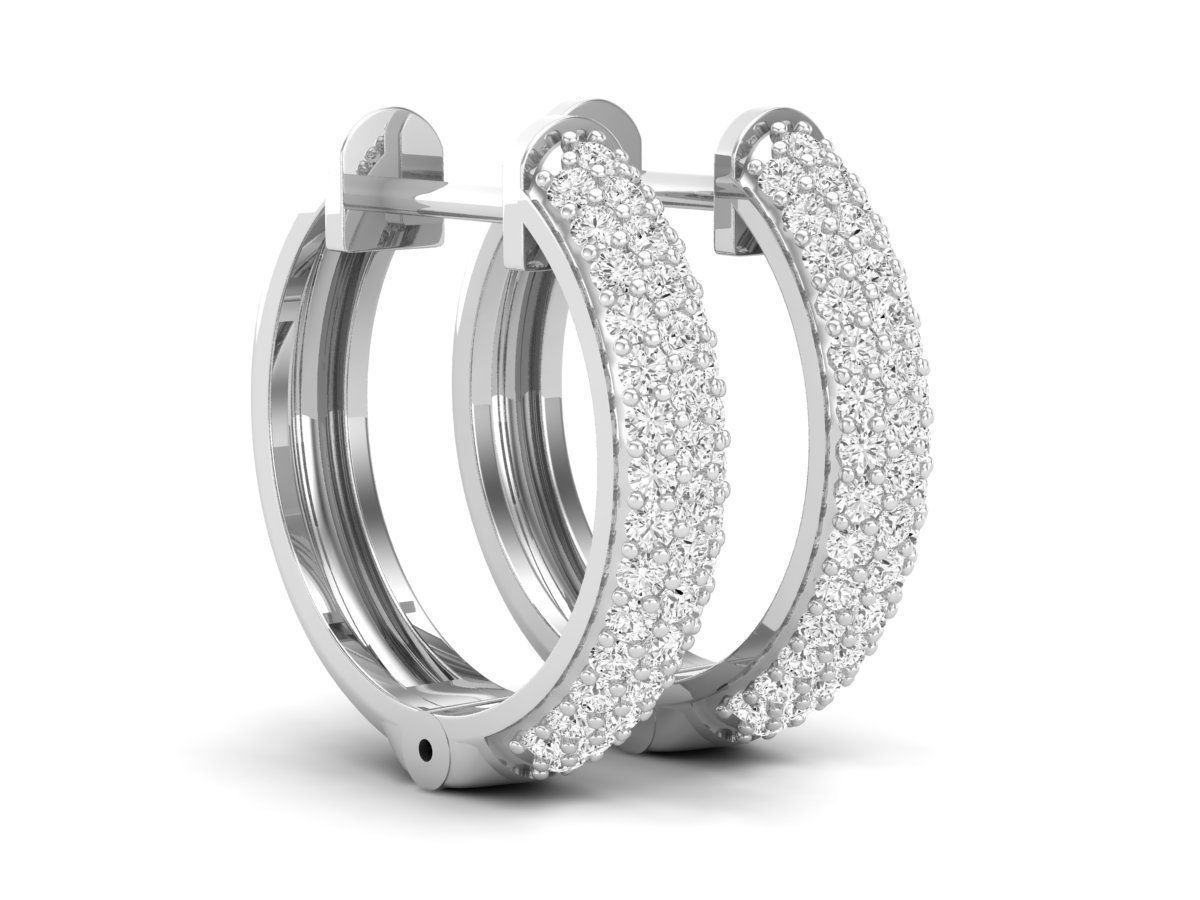 Diamond Huggies Hoop earrings for woman 3D print model_2