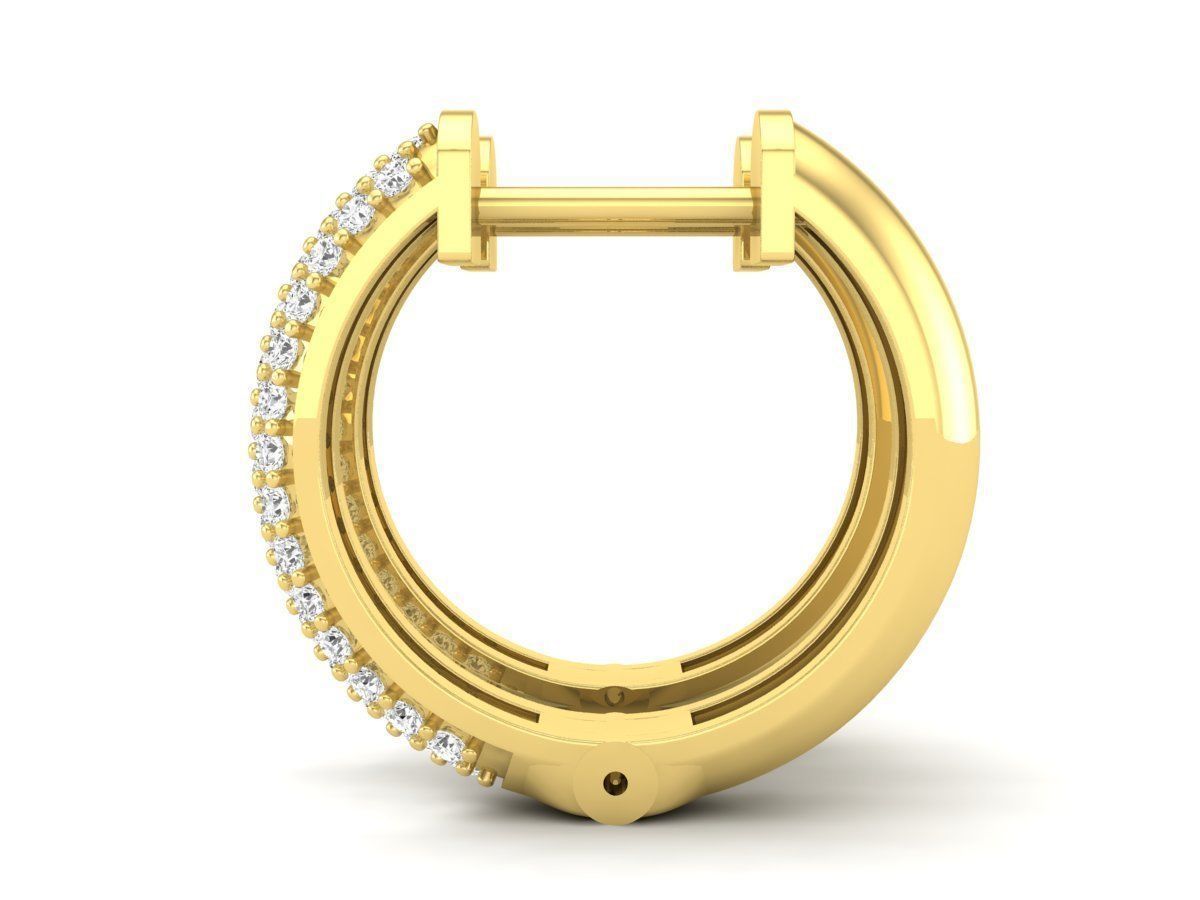 Diamond Huggies Hoop earrings for woman 3D print model_12