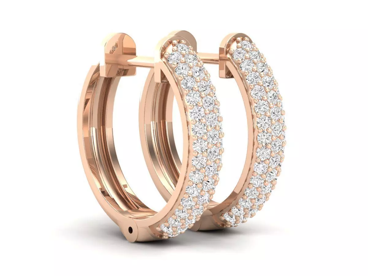 Diamond Huggies Hoop earrings for woman 3D print model_0