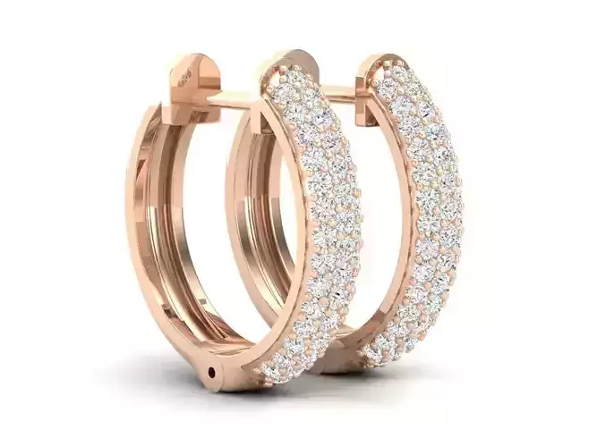 Diamond Huggies Hoop earrings for woman 3D print model
