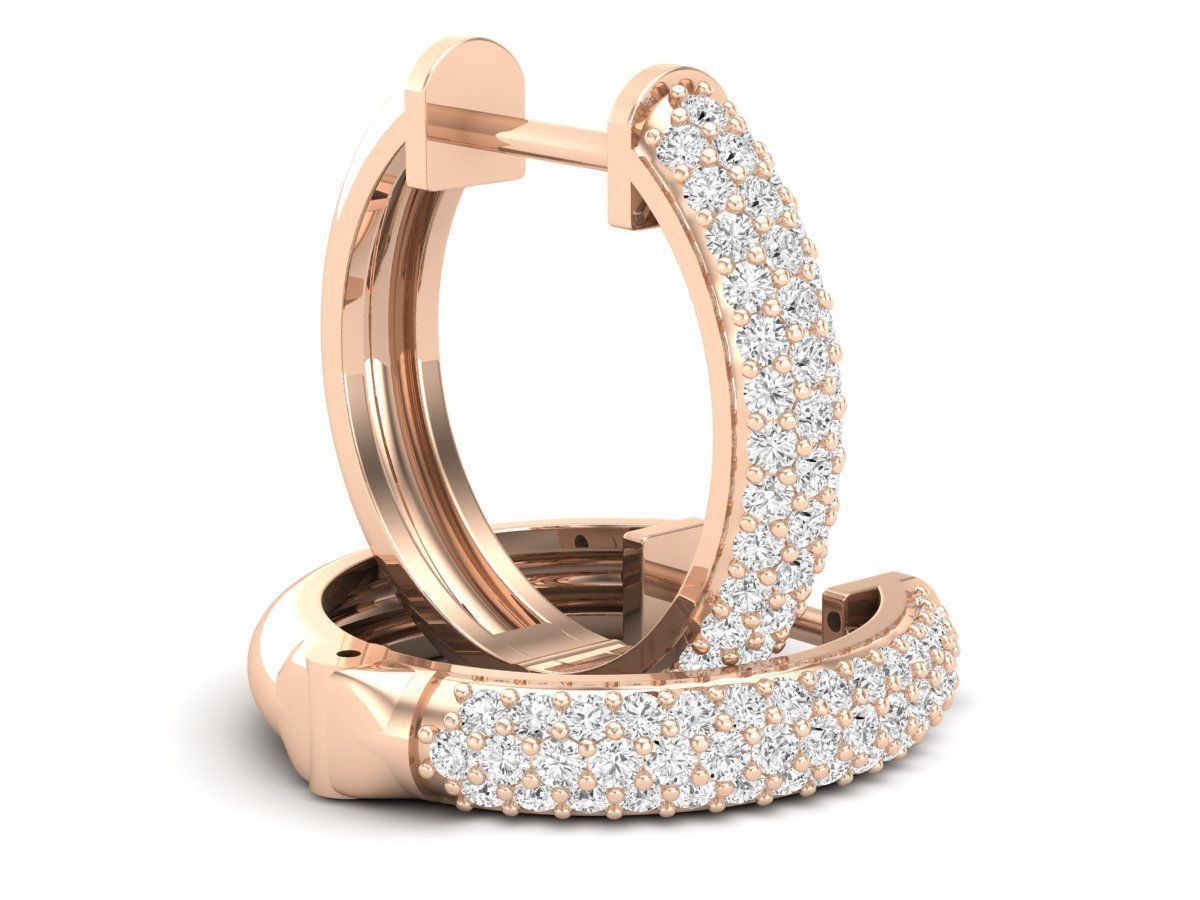 Diamond Huggies Hoop earrings for woman 3D print model_5