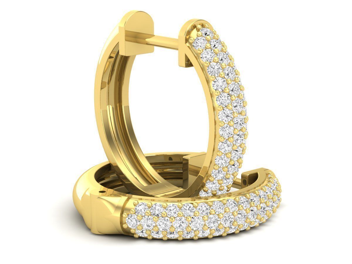 Diamond Huggies Hoop earrings for woman 3D print model_3