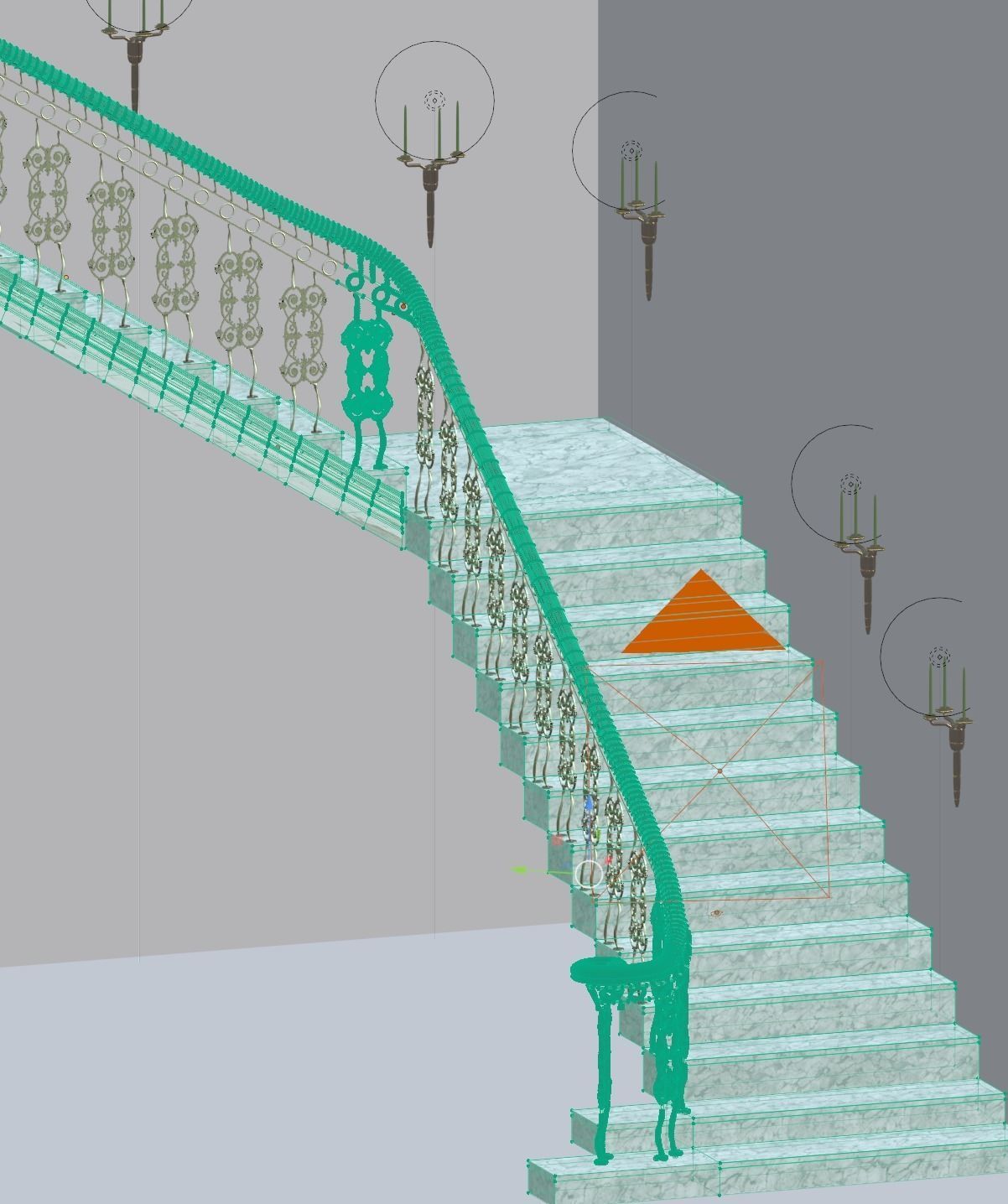 Elegant Stairway and railing  3D model_5