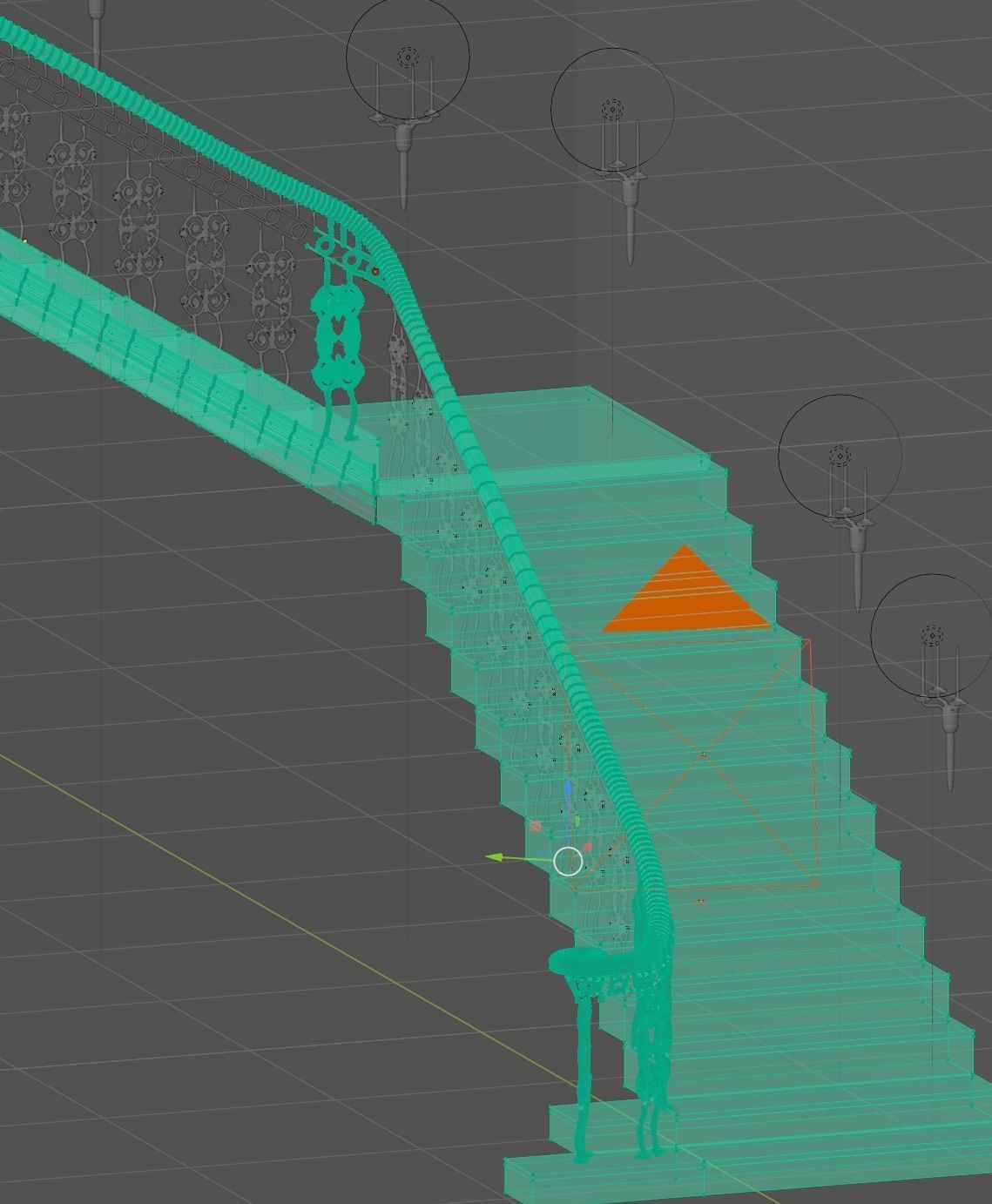 Elegant Stairway and railing  3D model_6