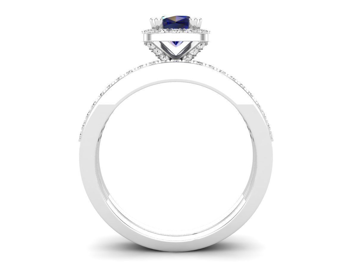 cushion shape halo Diamond Ring and band for woman 3D print model_10