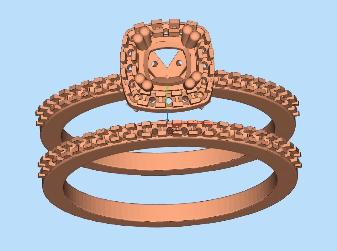 cushion shape halo Diamond Ring and band for woman 3D print model_6