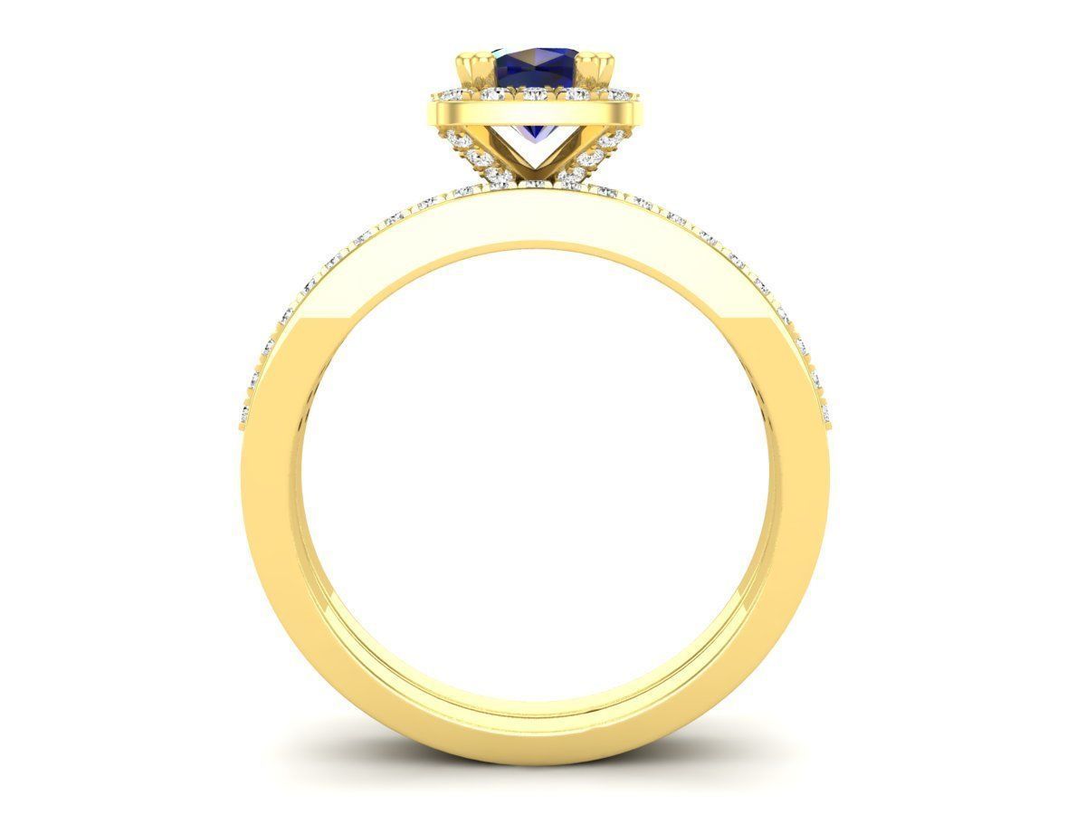 cushion shape halo Diamond Ring and band for woman 3D print model_12