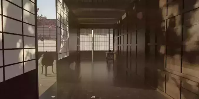 Japanese Shoji Doors And Walls Low-poly 3D model