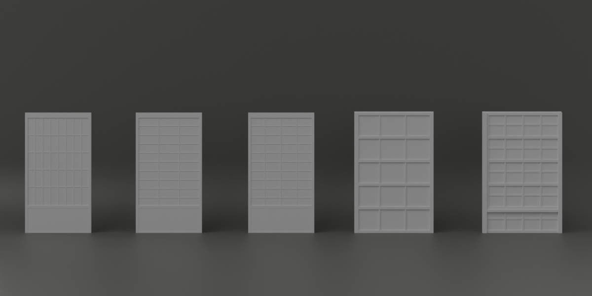 Japanese Shoji Doors And Walls Low-poly 3D model_6