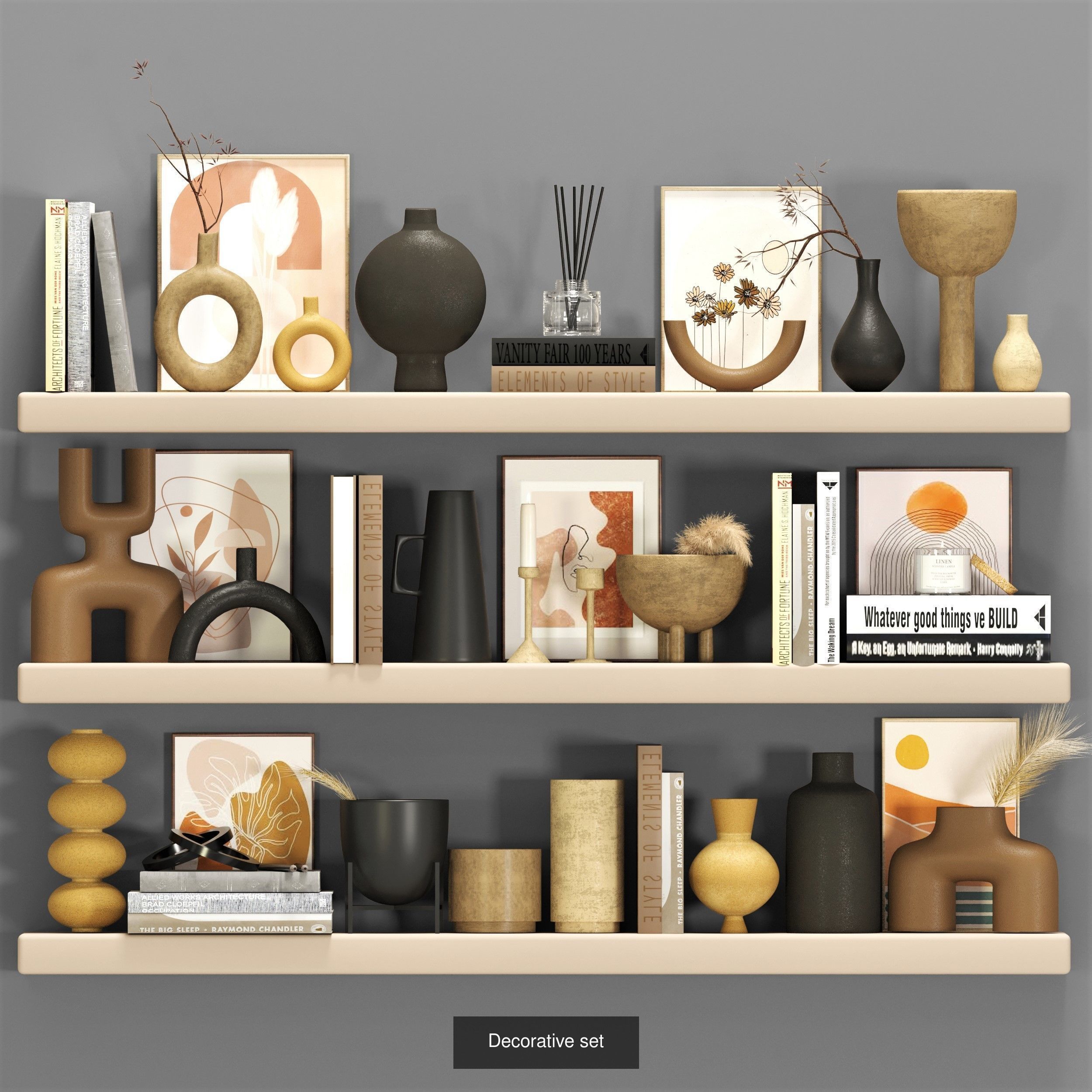 Decorative set vases on shelves for sims 3D Model Collection_3