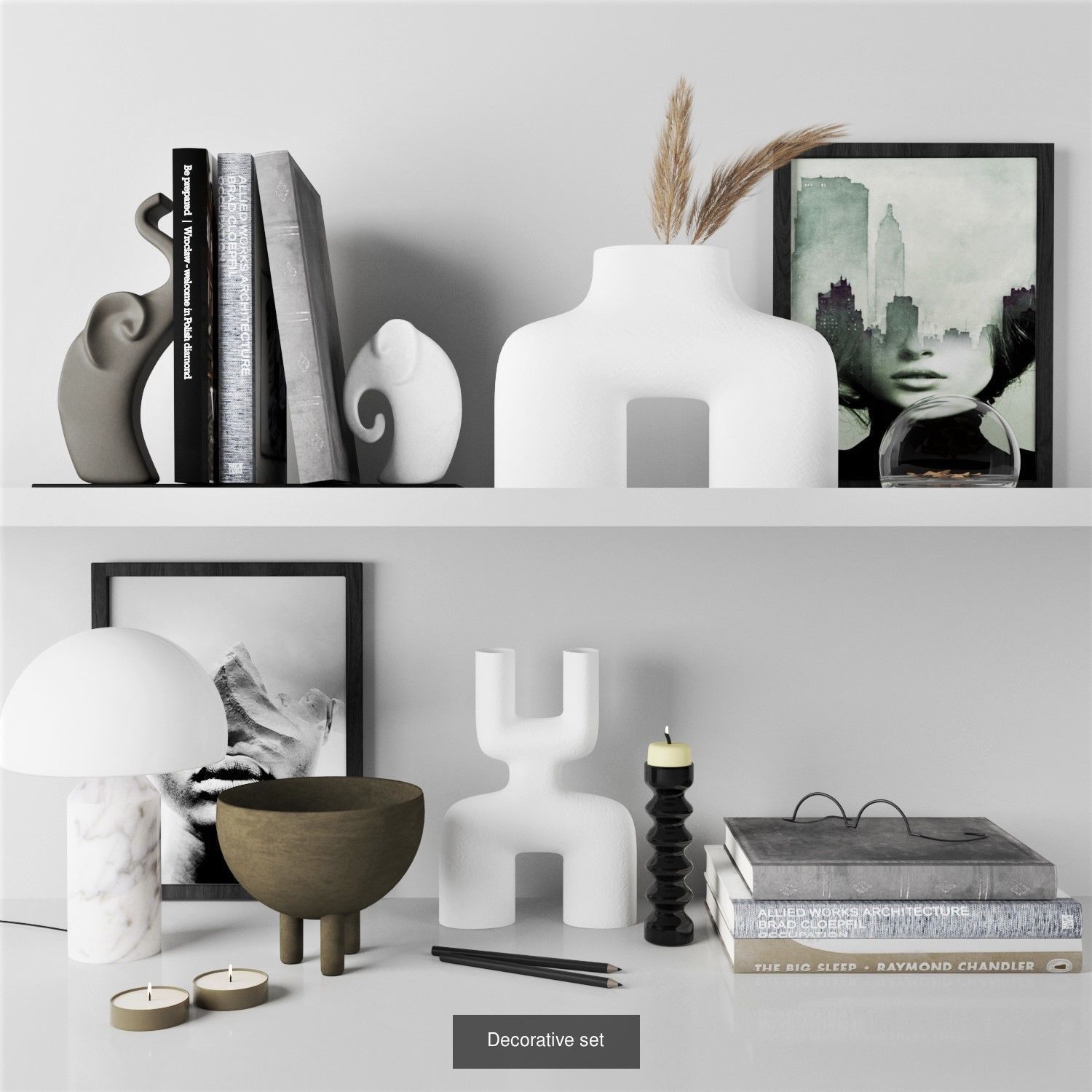 Decorative set vases on shelves for sims 3D Model Collection_1