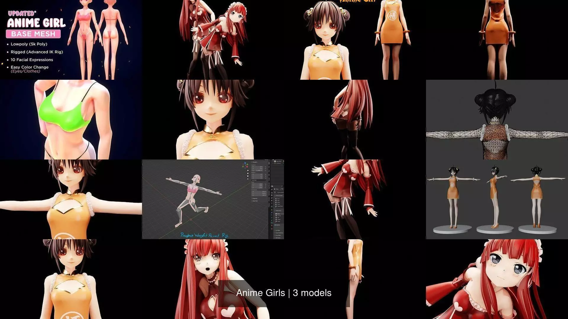 Anime Girls 3D Model Collection_1